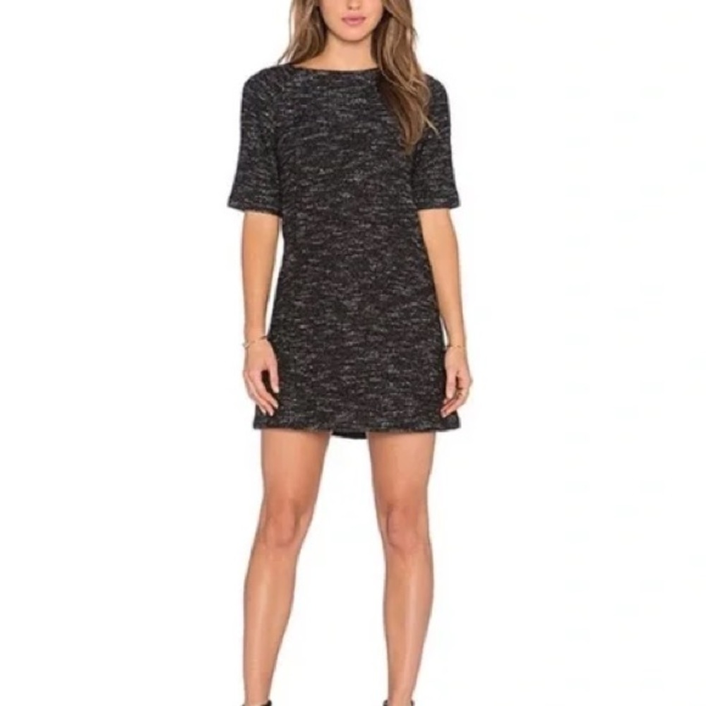 Women’s Short Sleeve Knit Shift Dress in Charcoal